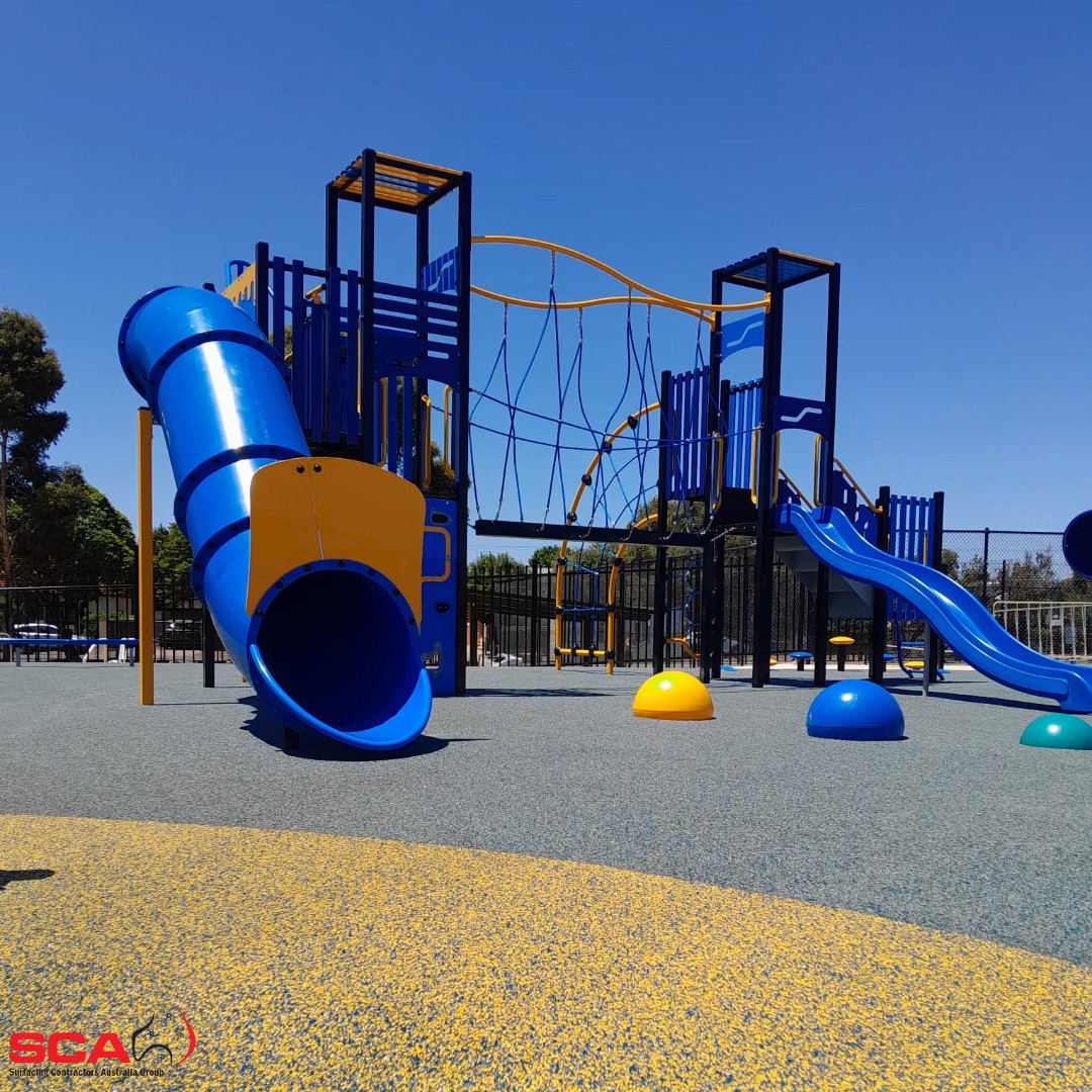 Our #SouthAustralian team installed the #rubber #safetysurfacing for this brand new #playground at #Glenelg Oval. This #playspace is part of the #GlenelgOval masterplan. We used @Gezolan EPDM & PlayKote Precoat granules to deliver the #wetpourrubber for this play space.