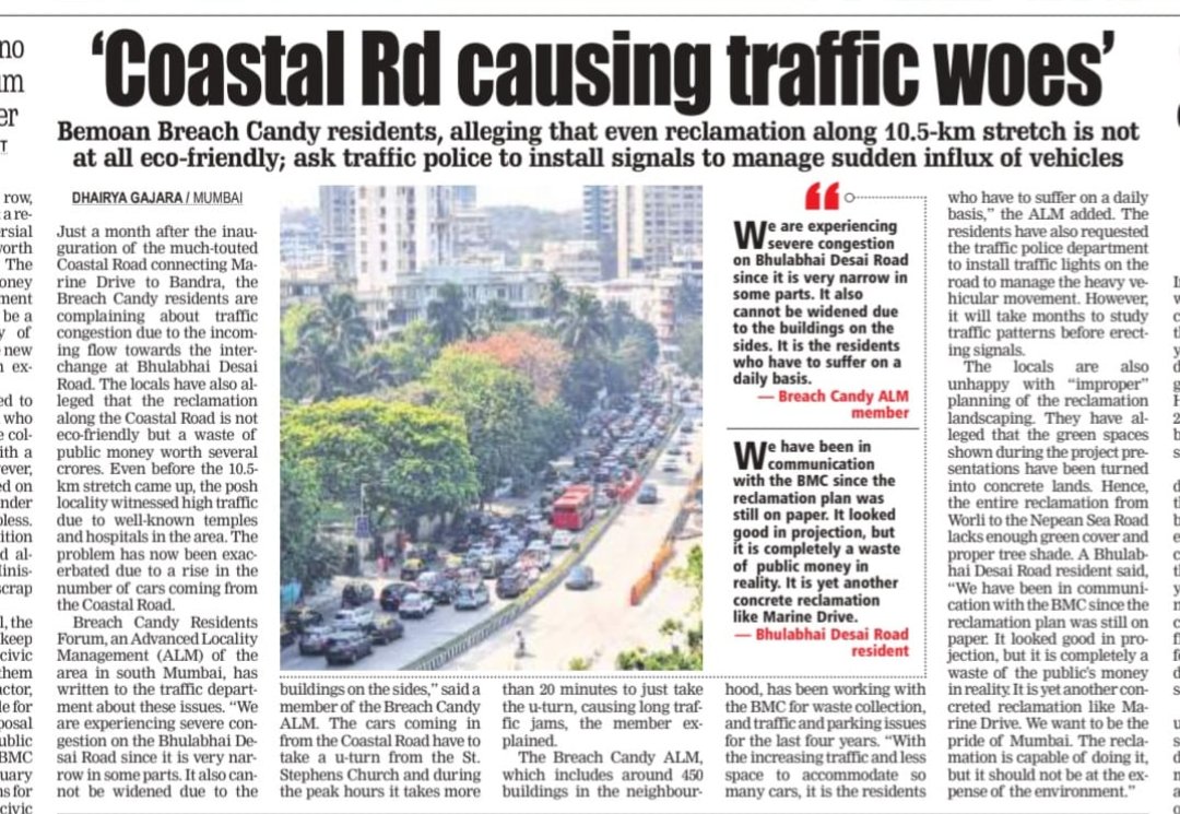 No proper research done for impact before commencing the project. 😥 @mybmcCoastalRd freepressjournal.in/mumbai/mumbai-…
