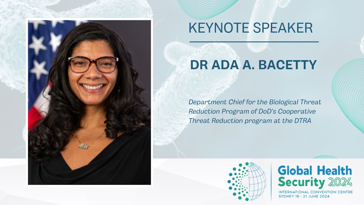 We're honoured to announce Dr. Ada Bacetty, Department Chief for the Biological Threat Reduction Program of DoD's Cooperative Threat Reduction program at the DTRA, as a keynote speaker at GHS2024 Conference! Let's welcome Dr. Bacetty to GHS2024! #GHS2024 #KeynoteSpeaker