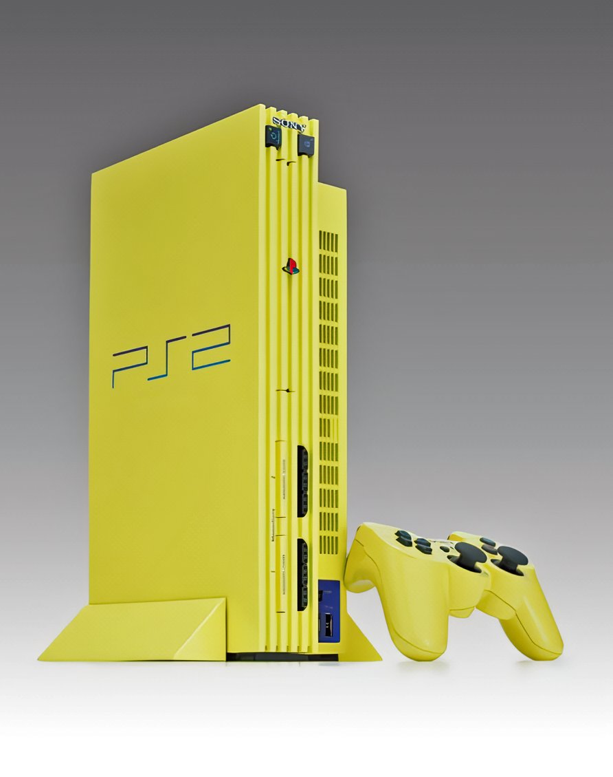 Sony released the PlayStation 2 Automobile Color Collection in 2001 to commemorate the sale of the 20th million PS2 console worldwide. This Light Yellow PS2 is the rarest in the collection.