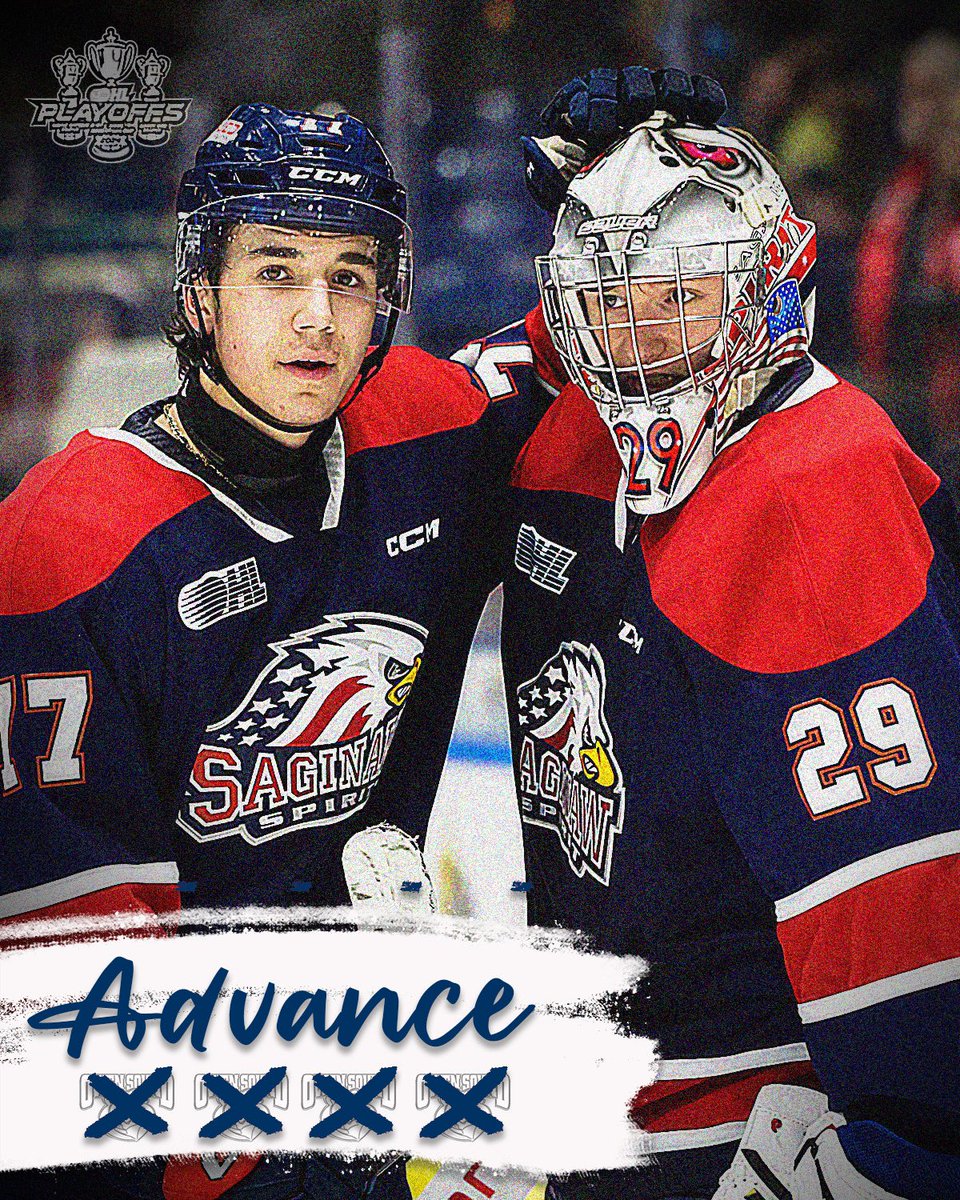 OHLHockey's tweet photo. The @SpiritHockey soar into the second round! π΄π΅βͺοΈ
#OHLPlayoffs | #SAGvsOS https://t.co/iNXX9JgU2P