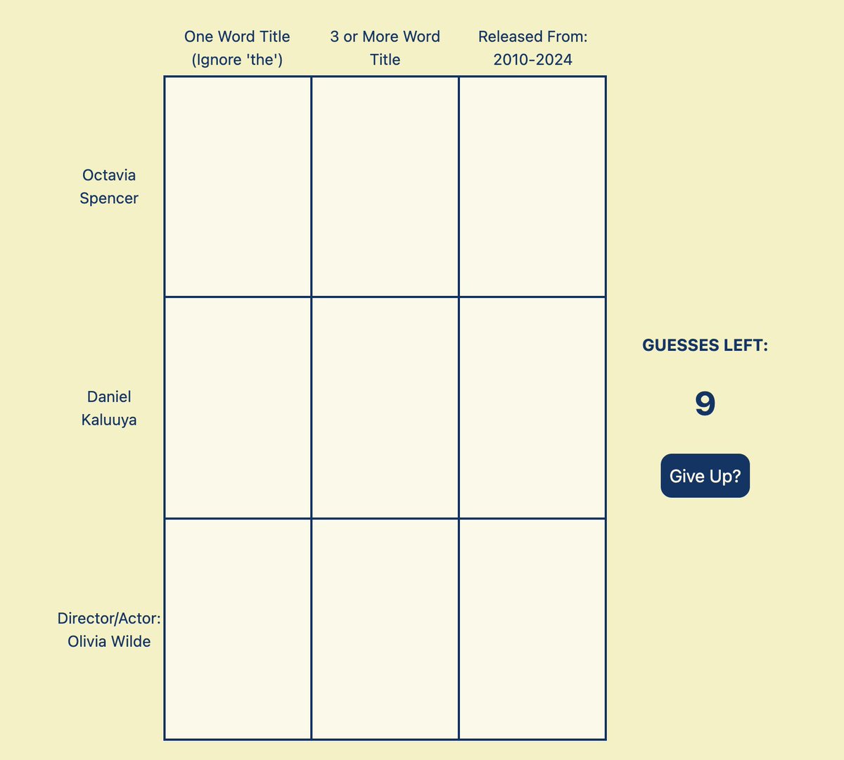 🚨🎬🍿 Thursday's movie grid is live! Reply/Quote with how you did! Play Thursday's grid here: moviegrid.io #moviegrid