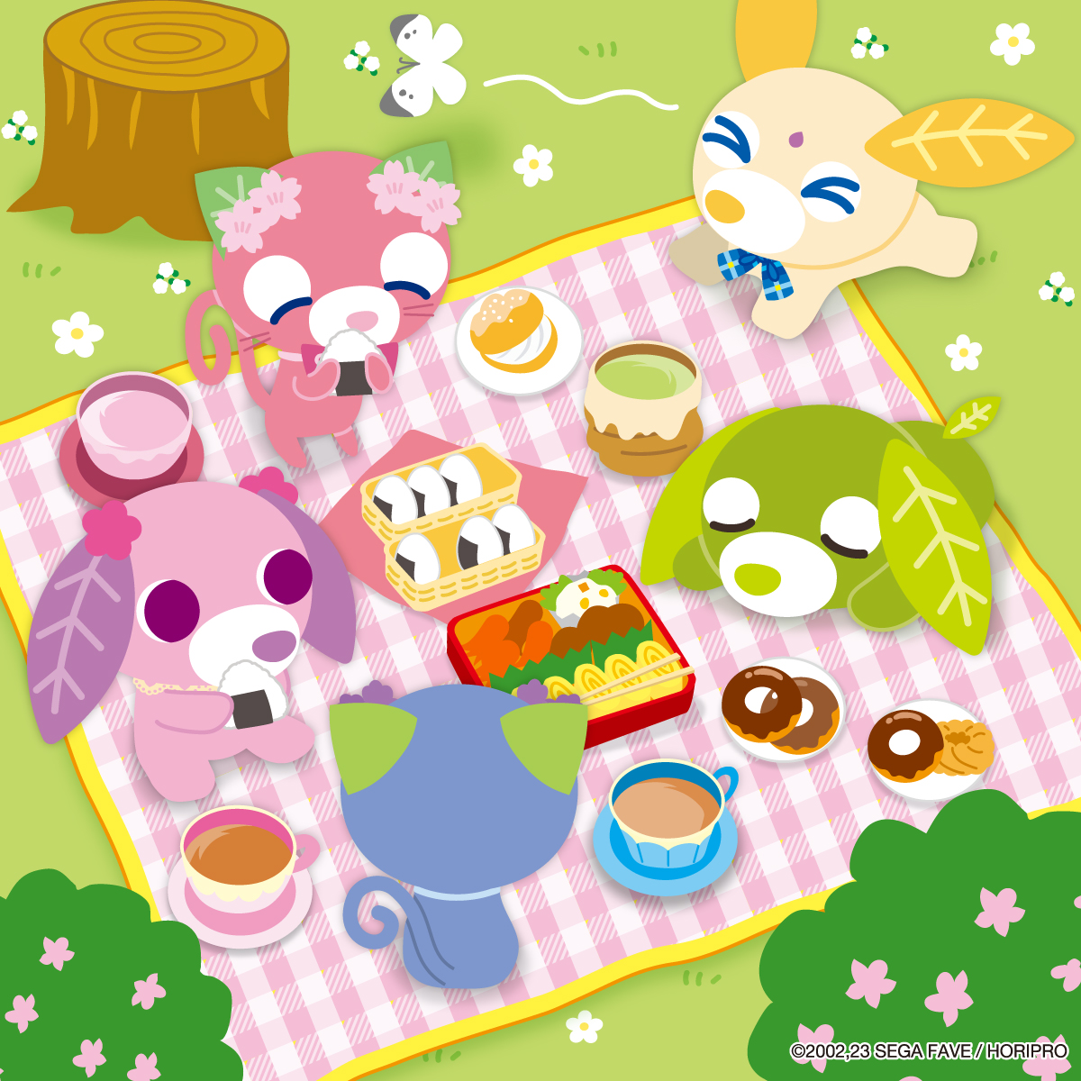 今日は、みんなで仲良くピクニック☀️🧺 あったかくて、リョクは眠く