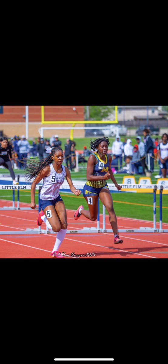sydney_2027's tweet photo. I’m DISTRICT CHAMPION in 5-6A in the 100m hurdles!! 🙏🏾🥇Time of 14.52 #Freshmanseason #2027 https://t.co/ilxTTwBYuA