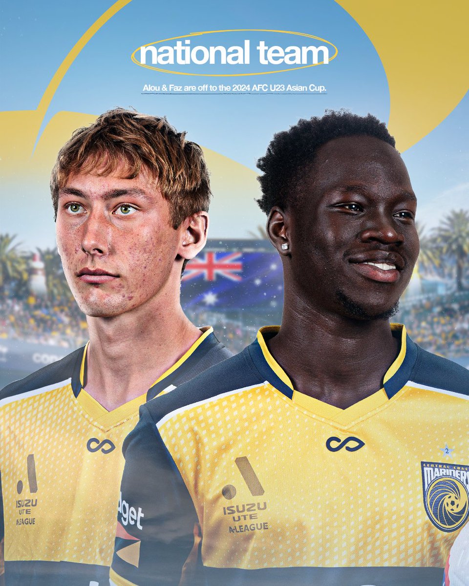 Congratulations to Jacob Farrell and Alou Kuol on being selected for the Olyroos squad to compete at the AFC U-23 Asian Cup! 👏 Good luck, lads! 🇦🇺 #CCMFC #TakeUsToTheTop