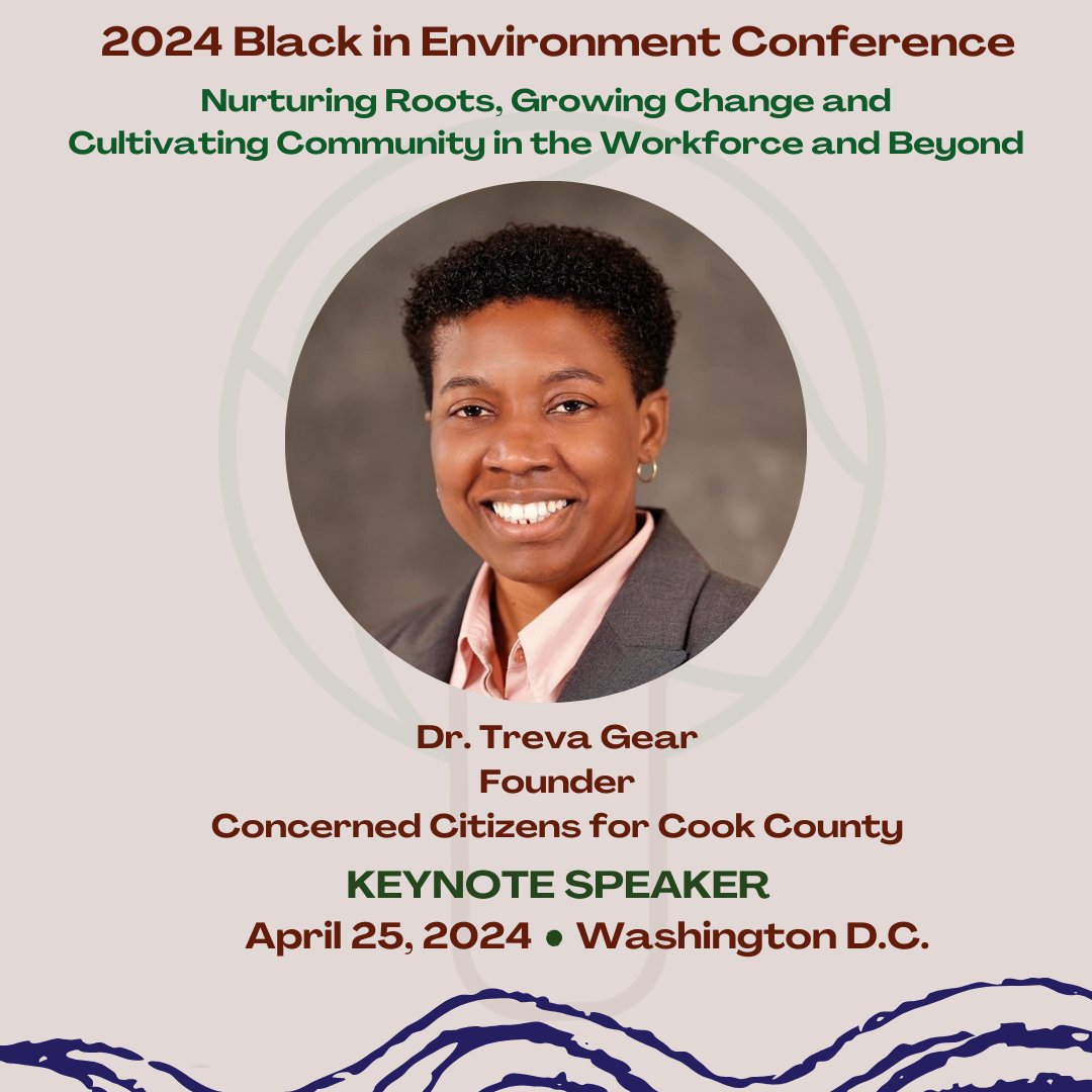 🌟 We are excited to announce our keynote speaker for Thursday, April 25th: Dr. Treva Gear! Dr. @TrevaGear is the Founder & Chair of the Concerned Citizens of Cook County in Adel, Georgia. Don't miss out! Registration for the #BIEConference is still open: blackinenviron.org/register