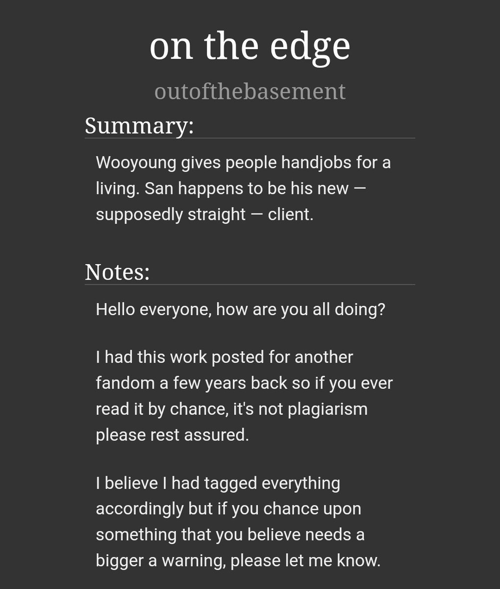 • on the edge 
• explicit 
• 6.2k 
🔗: archiveofourown.org/works/54947212
