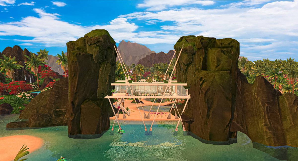 #TBT to my 58th build: 'The Bridge' which is suspended between two rock formations in Sulani. #TheSims #TheSims4 #ShowUsYourBuilds @TheSims @TheSimmersSquad