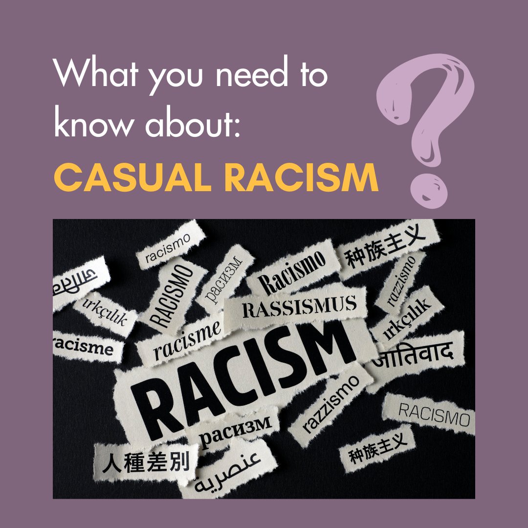 Part 3 of our Anti - Racism series focuses on casual racism. #casualracism is one form of racism. It refers to conduct involving negative stereotypes or prejudices about people on the basis of race, colour or ethnicity. 🧵(1/3)