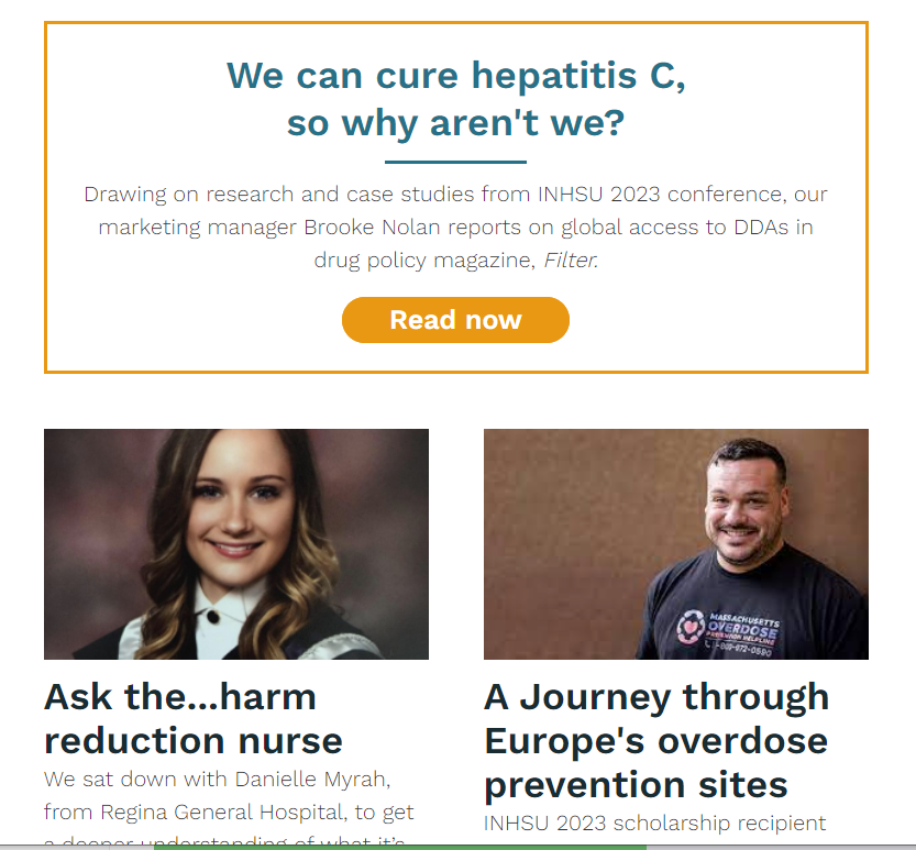 HCV elimination doesn't happen without harm reduction - but support is an ongoing challenge. In our March newsletter, we spotlighted the remarkable work happening around the world to fight against this; Ft. @stephenHRNRP @CATIEinfo @Hep_Alliance inhsu.createsend.com/campaigns/repo…