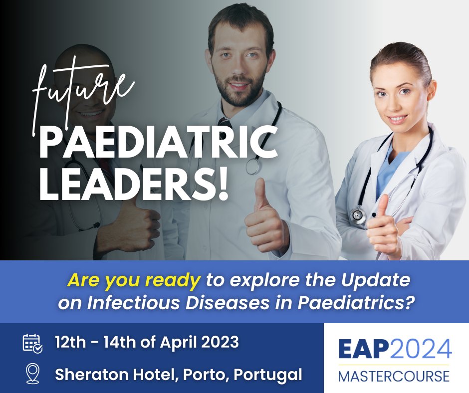 Join @ShamezLadhani and me in the discussion at the #EAP2024 MasterCourse, 12-14 April 2024, in Porto Portugal, led by Adamos Hadjipanayis and Fernanda Rodrigues. You can register online here bit.ly/eap2024 @EAPCongress @eapcongress #EAP2024 #Paediatrics