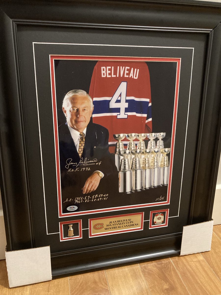 burnsieoriginal's tweet photo. I snagged this at the card shop today too and although the glass was broken due to an accident at the store and the photo has a bit of damage, the signature and handwriting of Mr Beliveau is what I wanted. And the price was right. #LeGrosBill https://t.co/9SPVb1RxsC