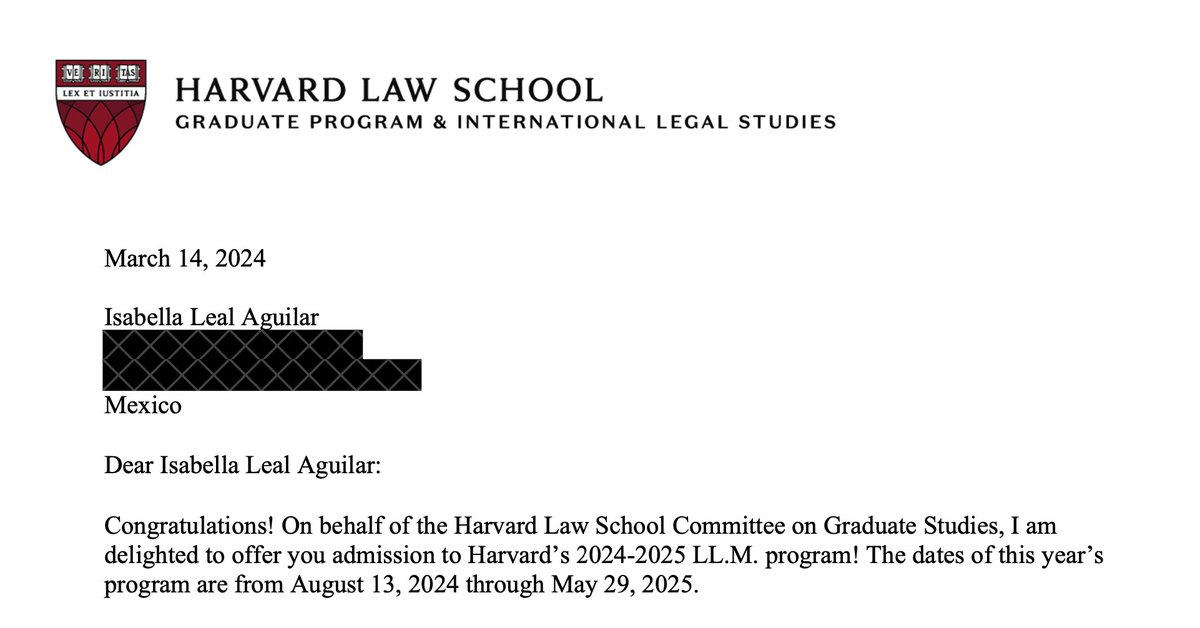 Estoy muy emocionada por mi admisión al LL.M. de Harvard; mis estudios se enfocarán en DDHH. Aunque cuento con algunas becas, aún necesito más recursos. ¿Conocen perfiles, asociaciones, empresas o personas que puedan ayudar? ¡Agradecería mucho que me pudieran poner en contacto!