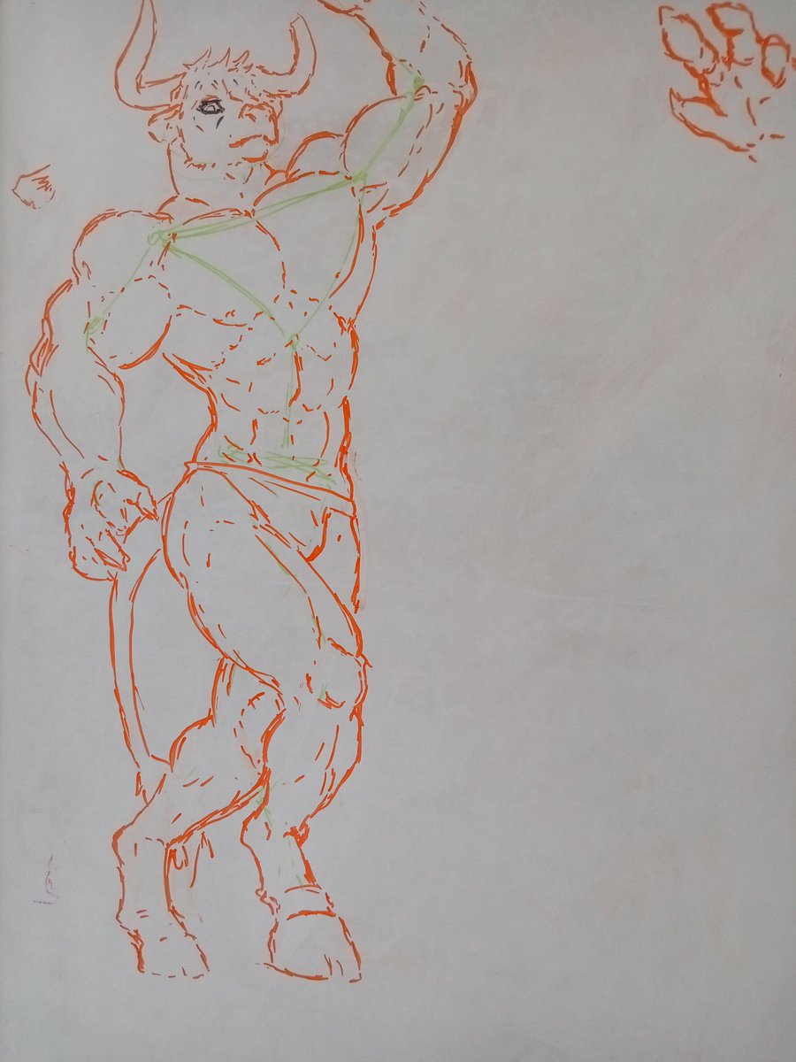 Y acá les traigo un hombre toro que hice en un taller que di,así es dibujo furros chichones,me quedo fue hermoso #drawingart #furryart #monster