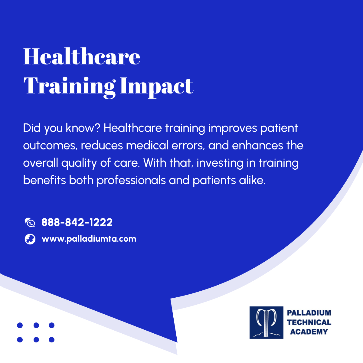 Discover the transformative power of healthcare training. From improving patient outcomes to elevating the quality of care, investing in education yields invaluable benefits for all. 

#HealthcareTraining #PatientOutcomes #QualityCare