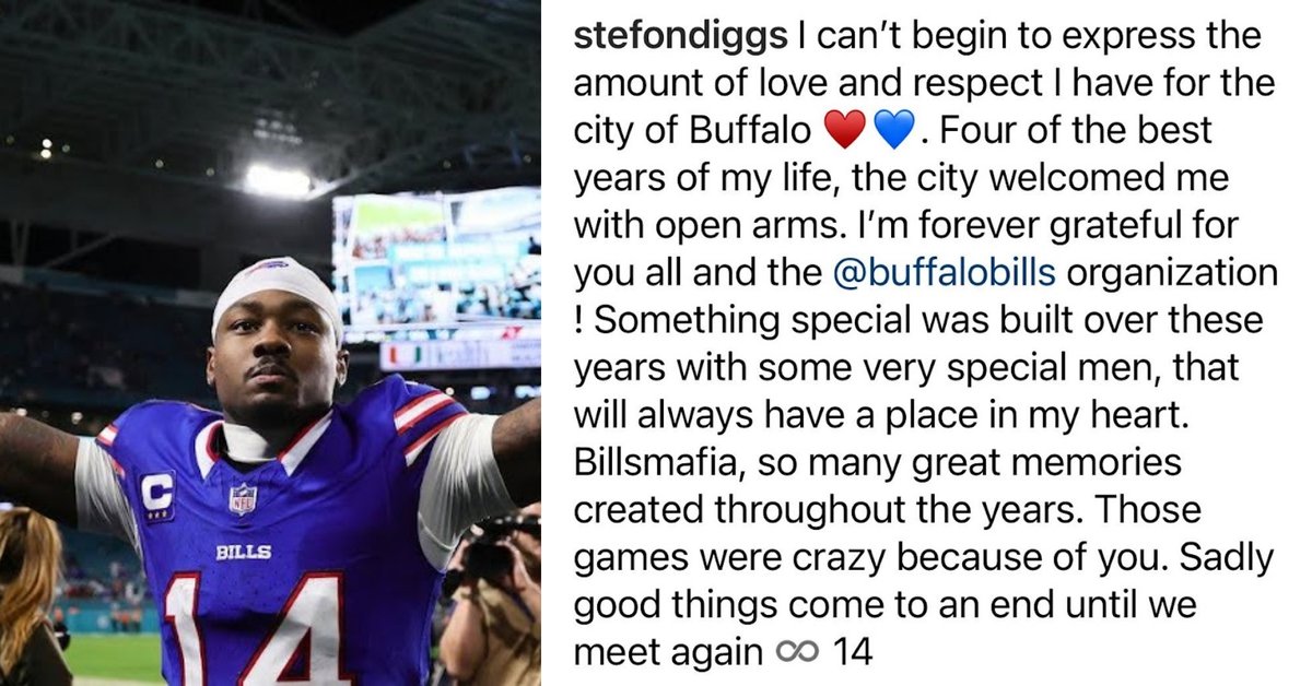 Stefon Diggs bids farewell to the Buffalo Bills after 4 seasons on IG ❤️💙