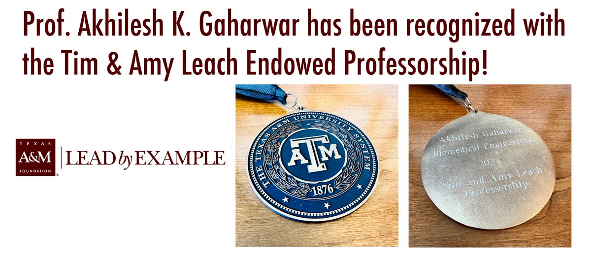 Akhilesh K Gaharwar (@akgaharwar) on Twitter photo Thrilled to receive the honor of an Endowed Professorship from <a href="/TXAMFoundation/">Texas A&M Foundation</a> & <a href="/tamusystem/">Texas A&M System</a>. Grateful for this recognition of my contributions! Thrilled to receive the honor of an Endowed Professorship from <a href="/TXAMFoundation/">Texas A&M Foundation</a> & <a href="/tamusystem/">Texas A&M System</a>. Grateful for this recognition of my contributions!
