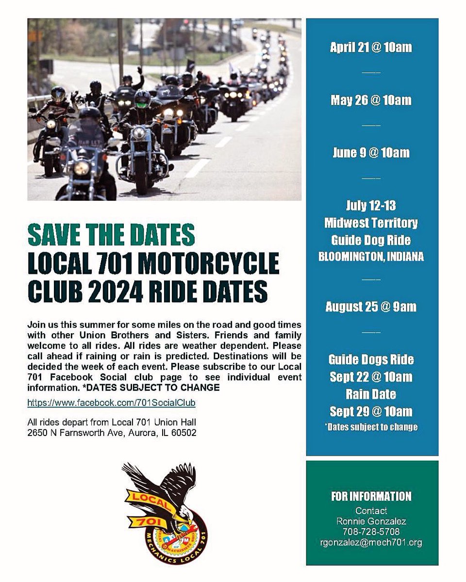 SAVE THE DATES!! #Union #Ride #motorcycle