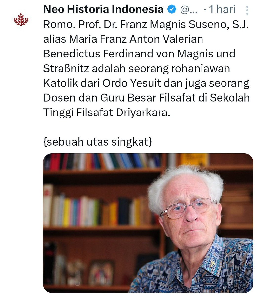 Romo sudah di usia 87 Tahun. Masih tegar dalam memberikan ktitikan n masukan kepada bangsa yg ia cintai. 
Ketika anak muda kebanyakan diam, dia bersuara keras.
Ketika anak muda abaikan etika, dia getarkan gelombang perlawanan. 
Sehat selalu ya Bapa, Panjang Umur, Tuhan Memberkati