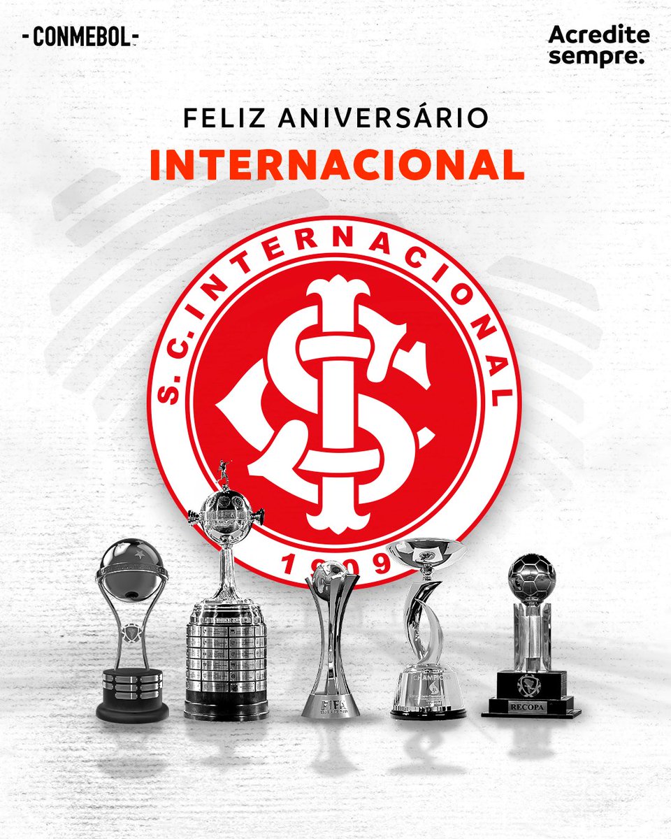 Feliz aniversário, @SCInternacional! 🇦🇹

#AcrediteSempre | #AniversarioCONMEBOL