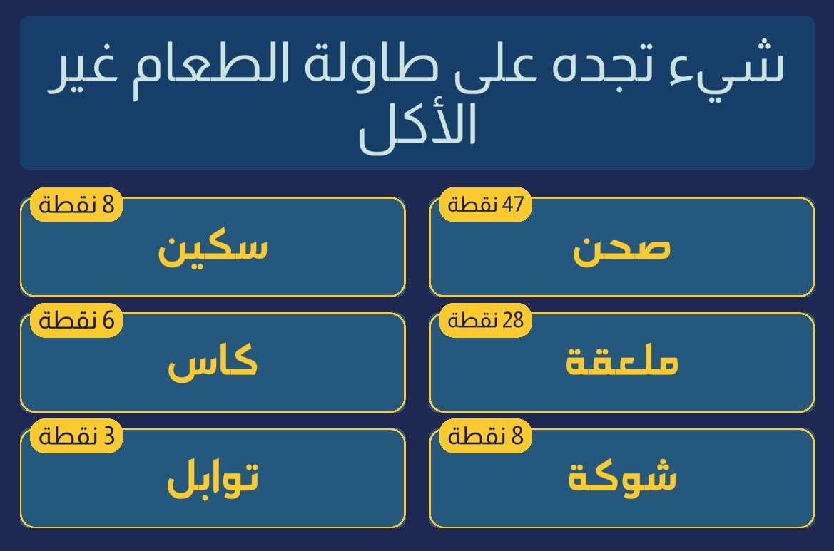 _deem6's tweet image. شيء تجده على طاولة الطعام غير الأكل 
#جوابك_جوابهم