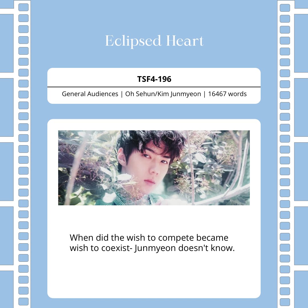 topsehunfest's tweet photo. ♡ Eclipsed Heart
♡ TSF4-196
♡ Sehun/Junmyeon
♡ General Audiences
♡ Gods &amp; Goddesses, fluff and smut, arranged marriage, forced marriage
♡ 16467 words
♡ https://t.co/c56ZMnTMY7

#tsfR4 https://t.co/kP8TA7bSGv