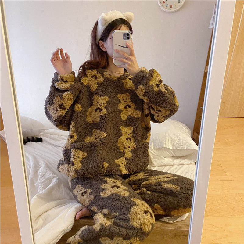 Bear Homewear Pajamas Suit Women 👇
Product information:
 
 Thickness: thickening
 
 Fabric name: Other
 
 Color: beige, brown
 
 Main fabric components: Other
 
 Pants length: trousers
 
 Function: ca... postdolphin.com/t/LK7UH