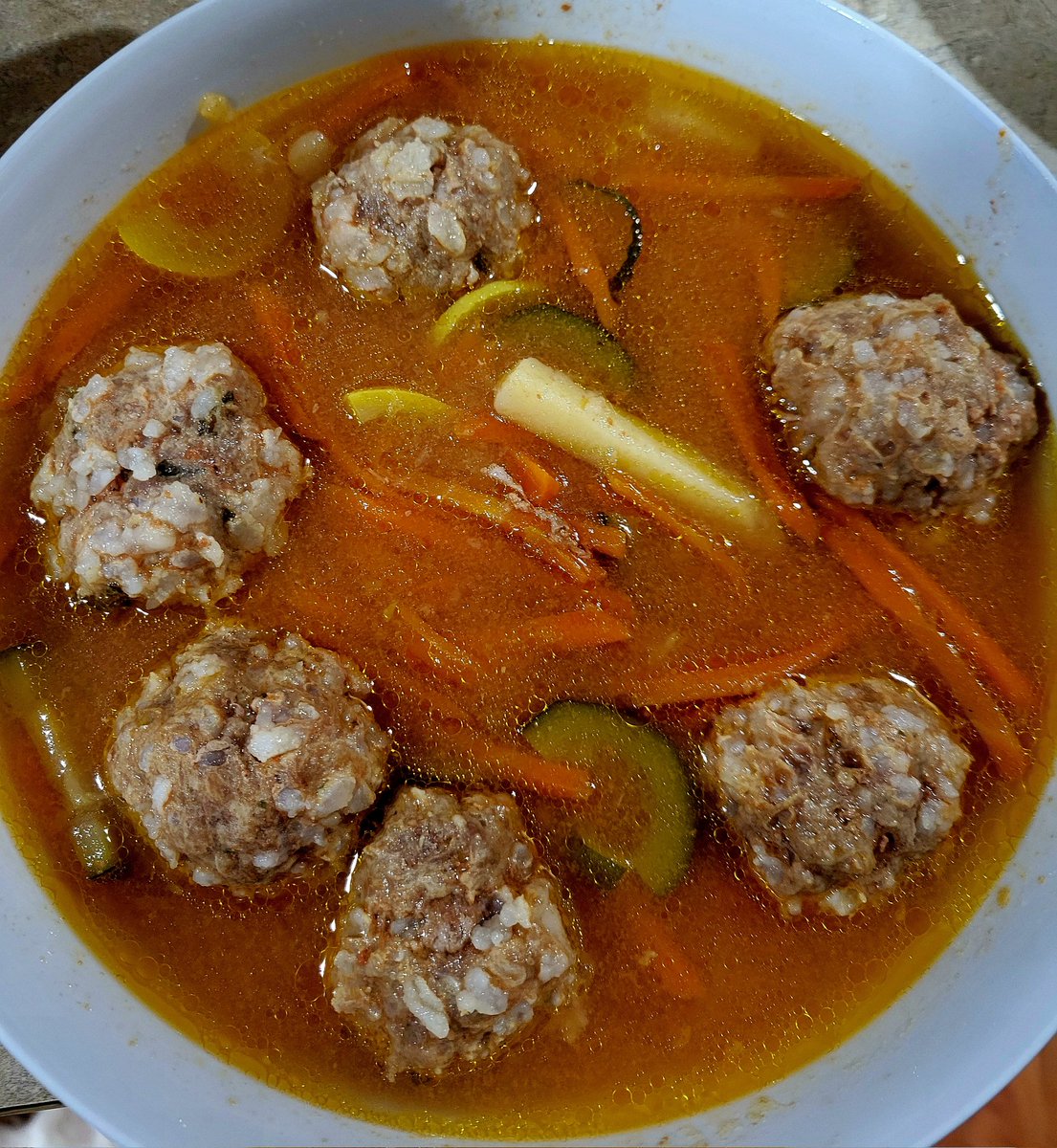 SeuTesouro's tweet photo. Improvised dinner tonight after we've both had long, grueling days. It's french fry soup! Well, albondigas soup, with fries... two of the things he loves most. Chilly evening, perfect for soup in front of the fire. Dining with the #Goodknights https://t.co/BDimtTHccr