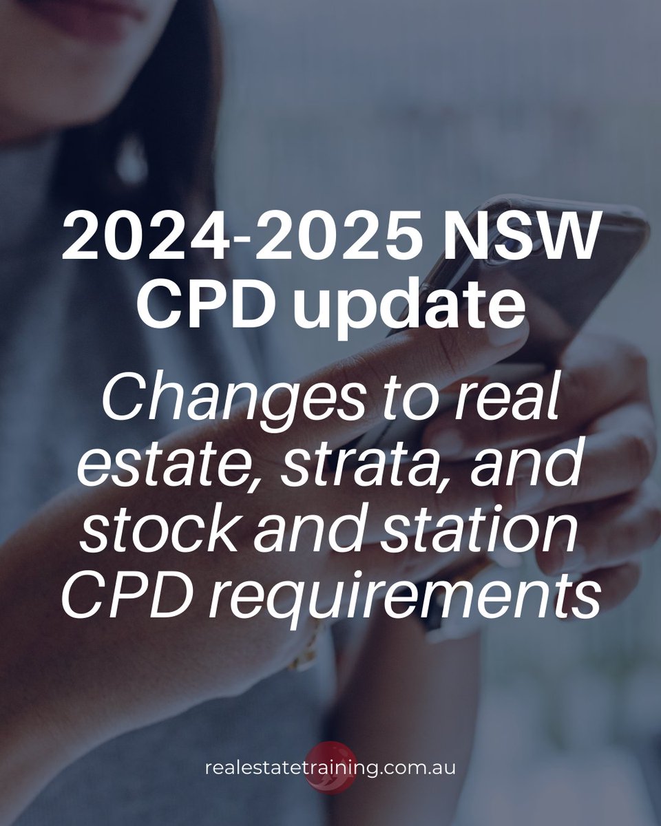 AustralianRETC's tweet photo. Do you hold a real estate, strata, or stock and station licence in NSW? 👀

🧐 #NSWFairTrading has released some details around requirements for the 2024-2025 CPD year. More updates to come!
 
#realestate #realestatecourses #nswrealestate #onlinestudy #onlinecpd #nswcpd https://t.co/vg5IfqsO7t