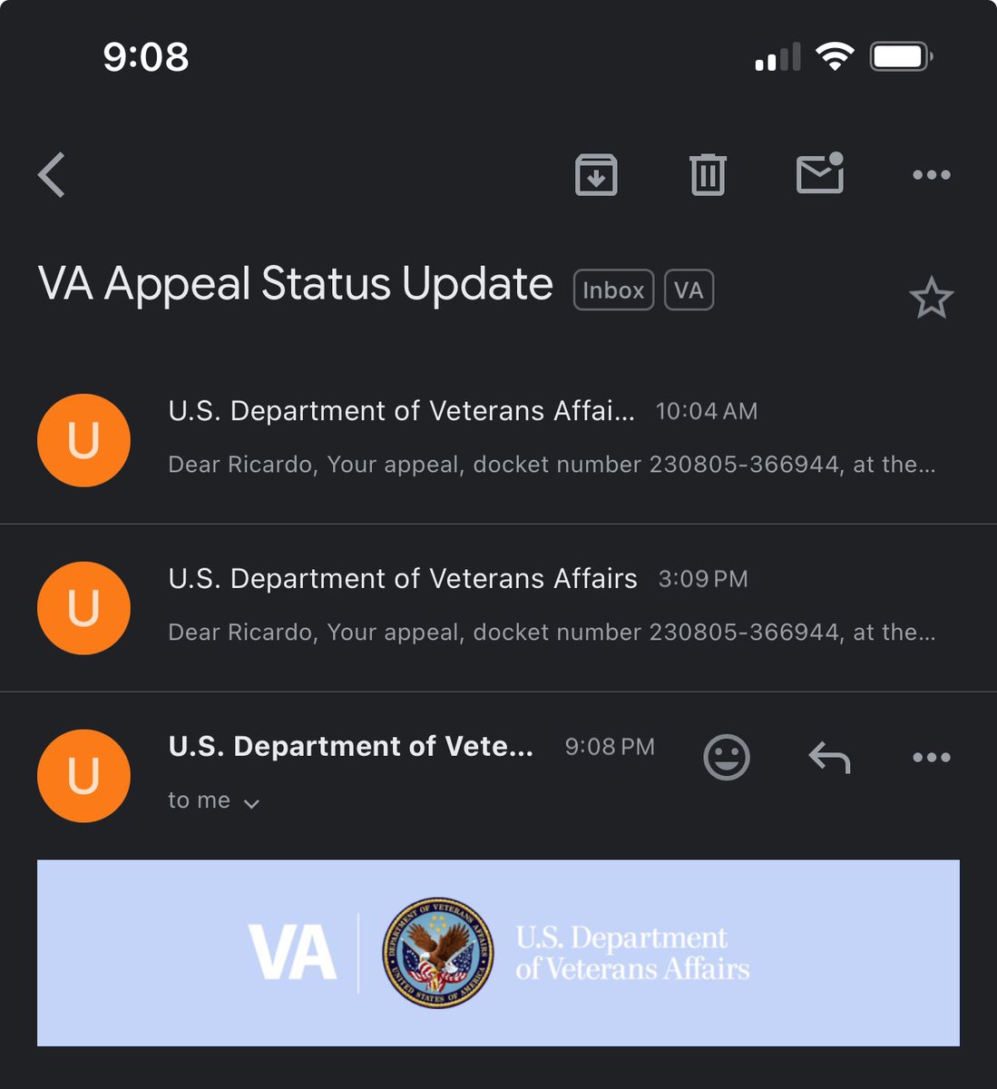 OK @DeptVetAffairs I get it. My appeal is still pending. Thanks for the updates every few hours today!