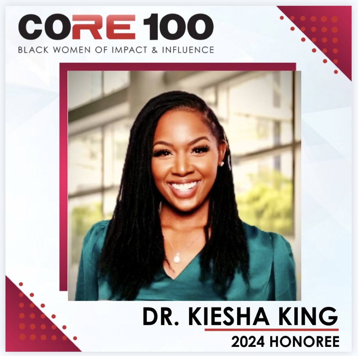 I’m honored to share that I’ve been recognized as one of the 2024 CORE 100 Women of Impact and Influence! This honor celebrates the pinnacle of Black Excellence, highlighting women who embody beauty, resilience, & intelligence. Thank you @COREMultiMedia @TMobile @TMobileBusiness