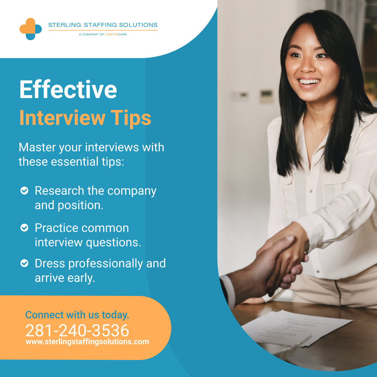 sterlingstaffs's tweet photo. Nail your next interview with these simple yet effective tips. Preparation is key to success! 

#SugarLandTX #HealthcareStaffing #InterviewTips https://t.co/5u0X5CcxcY