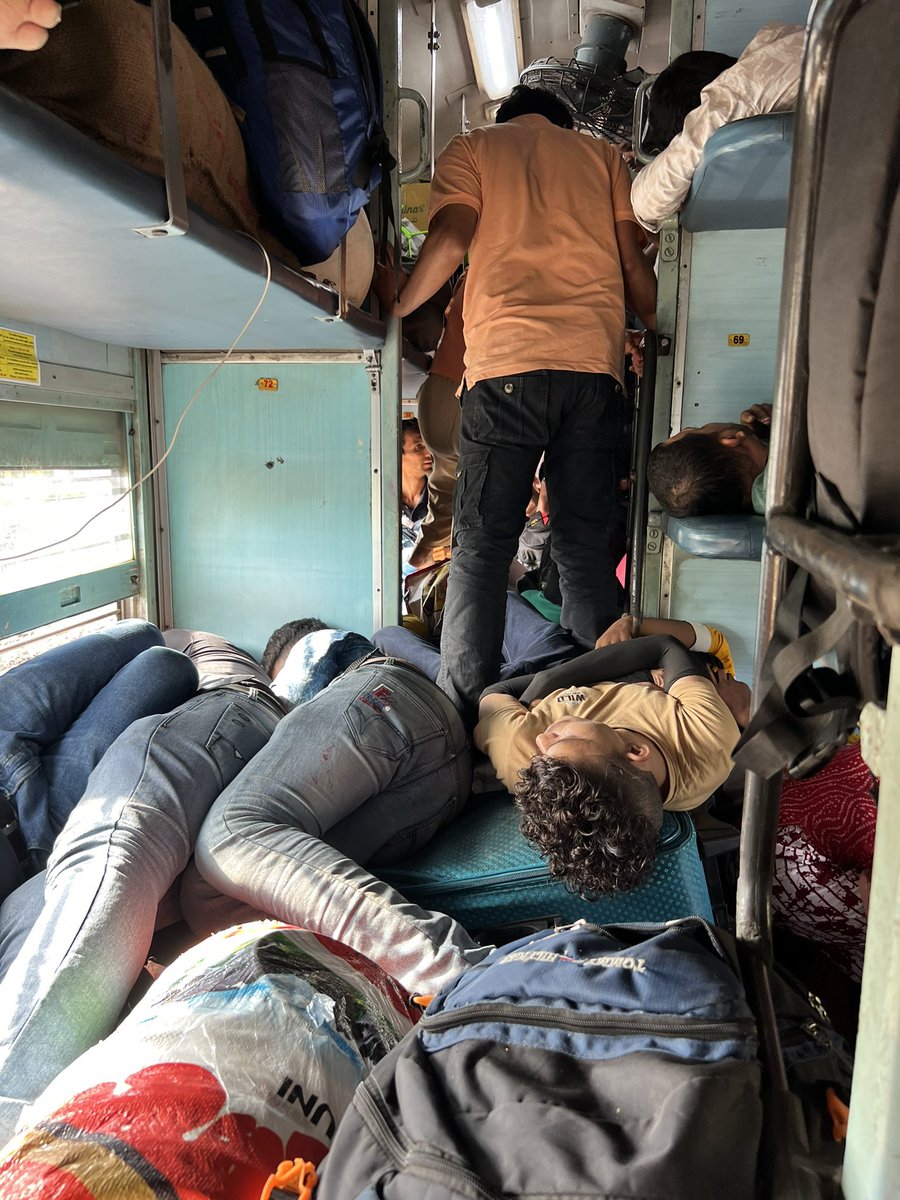 singhdinesh26's tweet photo. Please do something the concerned authorities. This is getting out of control now. Kids &amp; ladies are mostly affected with us. They can’t even make way to use the toilet. The unreserved ticket passengers have taken all over. Utter nonsense.
@RailMadad @WesternRly @AshwiniVaishnaw https://t.co/eR8LRGSbXT
