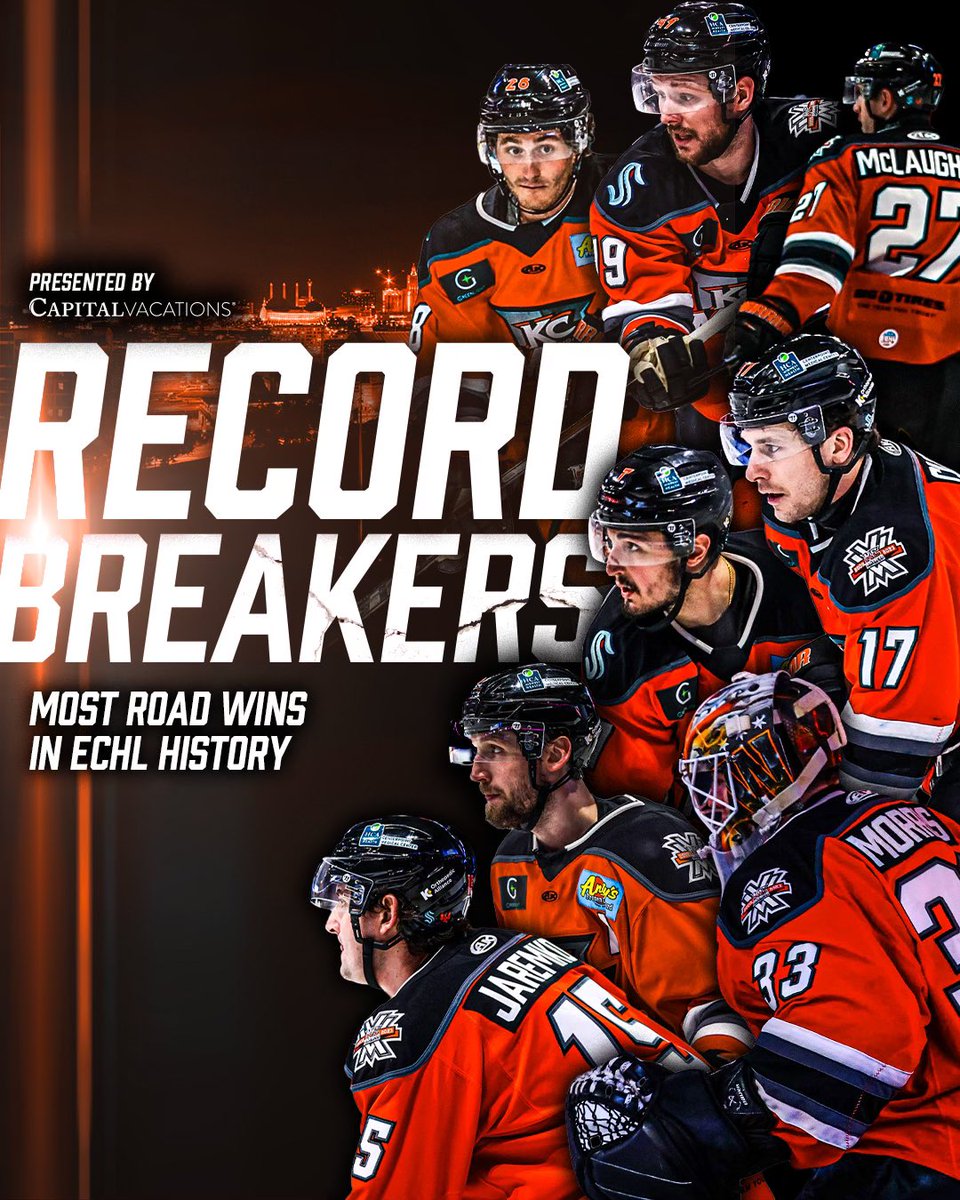 YOUR KANSAS CITY MAVERICKS HAVE THE MOST ROAD WINS IN ONE SEASON IN ECHL HISTORY!!!

kcmavericks.com/news/2024/04/m…

<a href="/ECHL/">ECHL</a> | <a href="/CapitalVacays/">Capital Vacations</a> | <a href="/SeattleKraken/">Seattle Kraken</a> | <a href="/Firebirds/">Coachella Valley Firebirds</a>