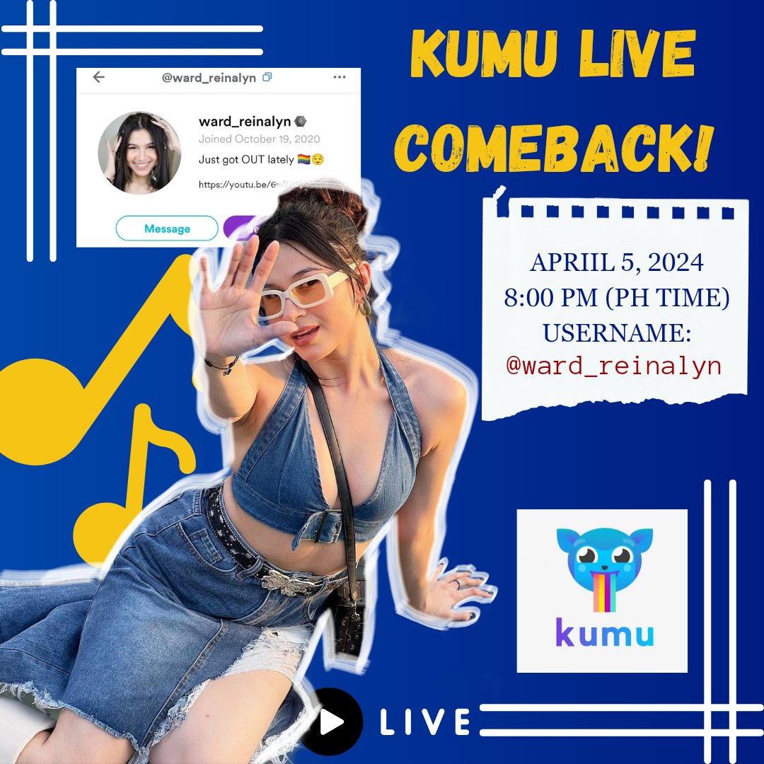 Hello Wardfam! Namiss niyo ba si Mahal? Magbabalik na si <a href="/WardReinalyn/">Ward_reinalyn</a> sa KUMU bukas! 

APRIL 5, 2024 
8:00 PM (PH Time)

Follow her on KUMU 
@ ward_reinalyn
app.kumu.ph/ward_reinalyn%…
