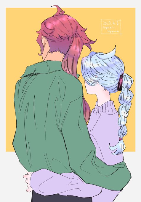 「couple ponytail」 illustration images(Latest)