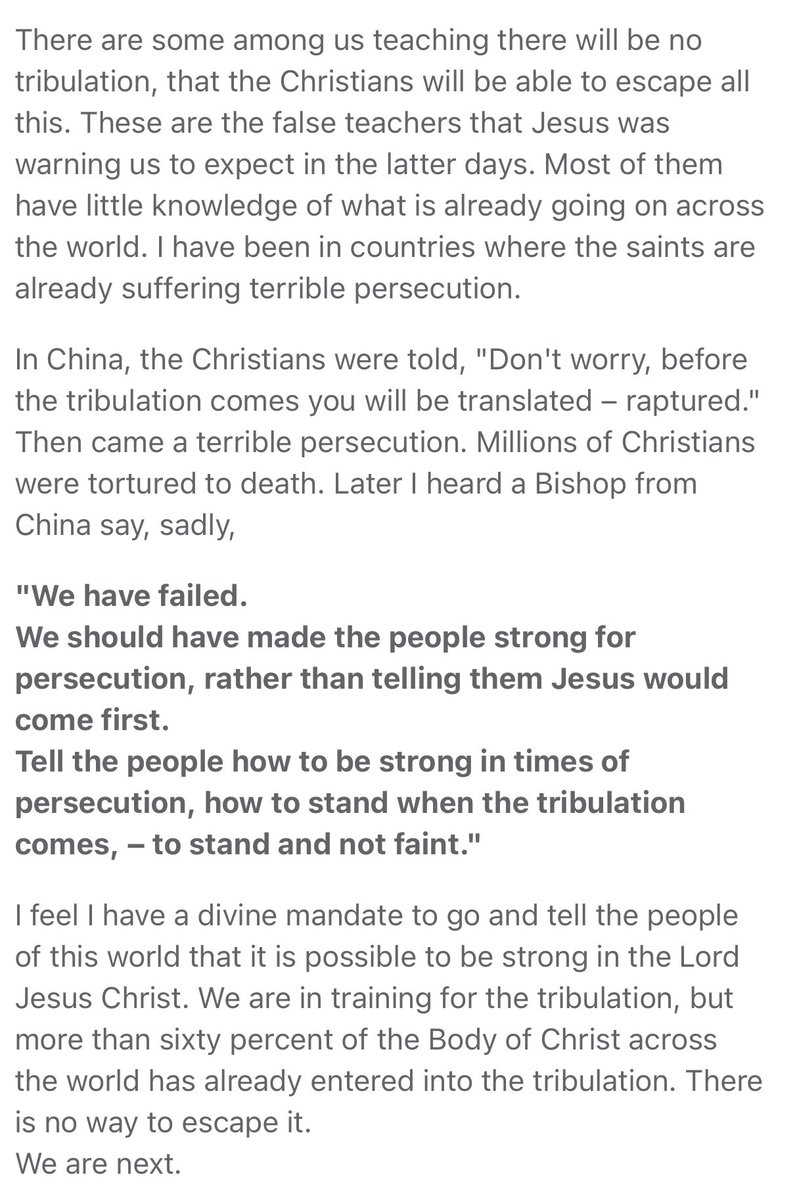 'We have failed. We should have made the people strong for persecution, rather than telling them Jesus would come first. Tell the people how to be strong in times of persecution, how to stand when the tribulation comes, – to stand and not faint.' #CorrieTenBoom