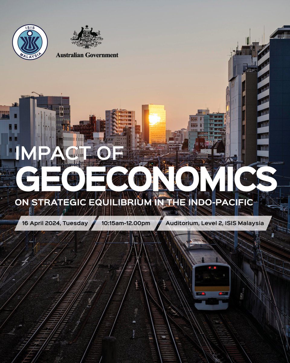 Semiconductor-export controls & infrastructure diplomacy are being used for geopolitical ends, reconciling national interests with economic needs. Join @limdarrenj, @tbd101 & @QarremK to explore the interplay of geoeconomics & geopolitics in Indo-Pacific. bit.ly/isisforum_igse…