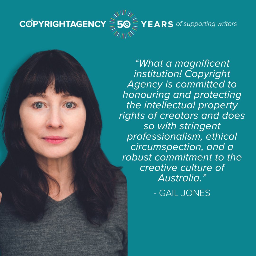Our hearts are full from all the kind words author Gail Jones said for our 50th anniversary 😍 Credit: Photograph of Gail Jones by Heike Steinweg #copyrightagency #50for50 #50yearsofsupportingcreators #supportingwriters #50thAnniversary #CopyrightAgencyTurns50 #copyright