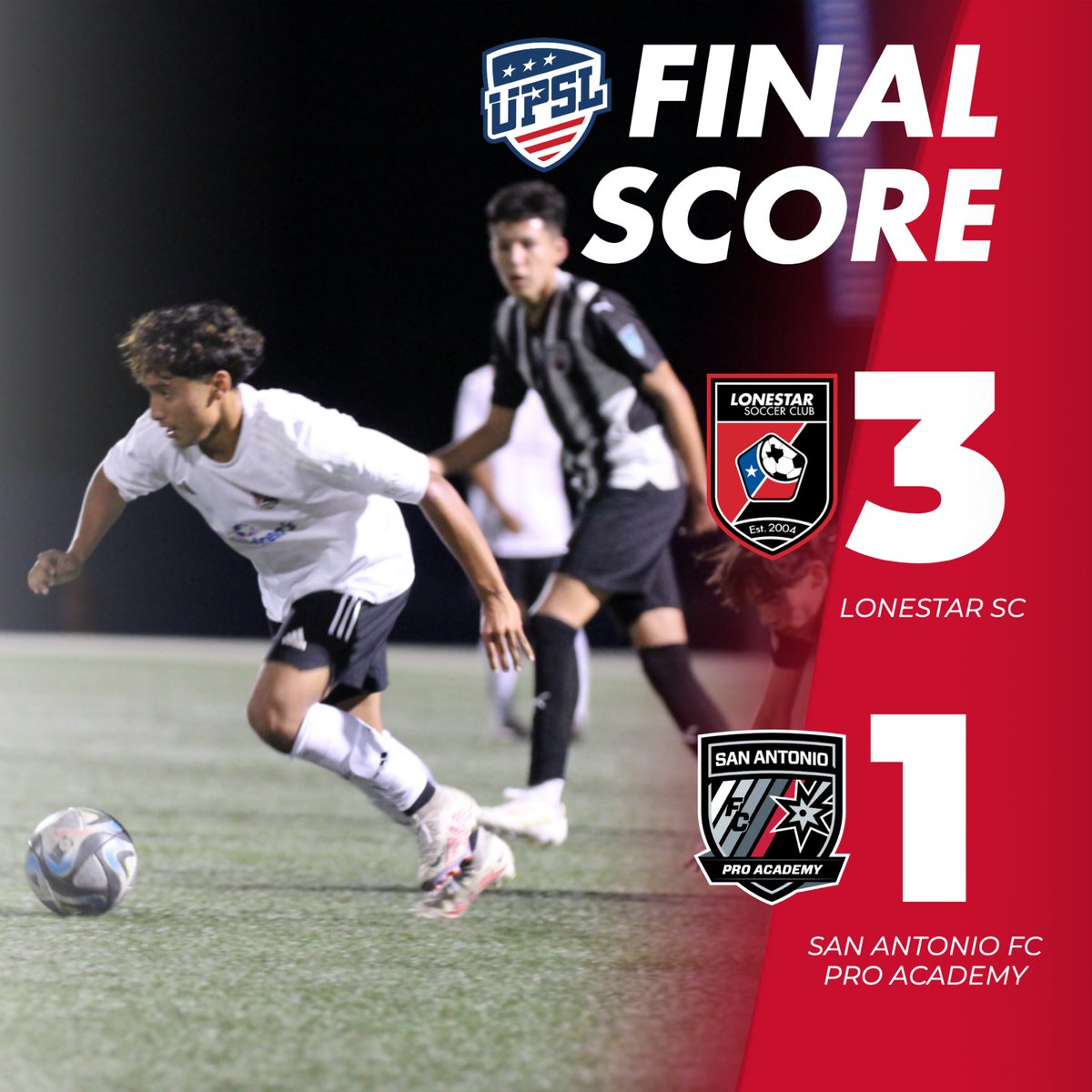 Big W down in San Antonio to start off the season‼️

Goals from Patrik Fagan, Ben Brophy, and Tony Lopez

Next game is <a href="/RoundRockMPC/">Round Rock MPC</a> 4/10 vs Texas FC

#WeAreLonestar | #UPSL