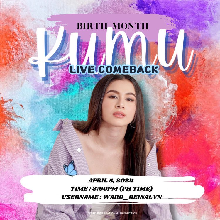 ‼️ COME BACK ‼️

This April 5, 2024 
8PM (PH timezone) 

KUMU 🔗: 

kumu.live/ward_reinalyn