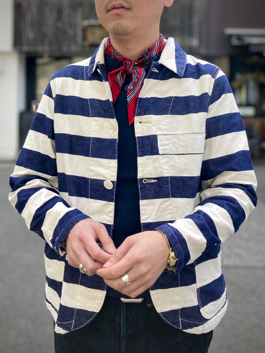 DryBones_Nagoya's tweet photo. ---Today's Outfit---

・Stripe Prisoner Jacket（DJ-1134）
🆕 L/S Henley Neck Shirt（DC-694）
🆕 EYEWEAR（DEF-010）

#casquette #eyewear #prisonerjacket #denim #jeans #henleyneck #キャスケット #アイウェア #デニム #ジーンズ #プリズナージャケット #ワークスタイル #アメカジ https://t.co/OaiJmVPdjg