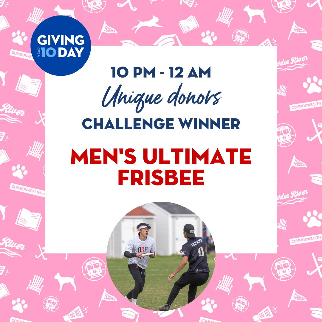 And that’s a wrap! The winner of the #BUGivingDay Late Nite Challenge is... Men's Ultimate Frisbee! 

@BU_ClubSports