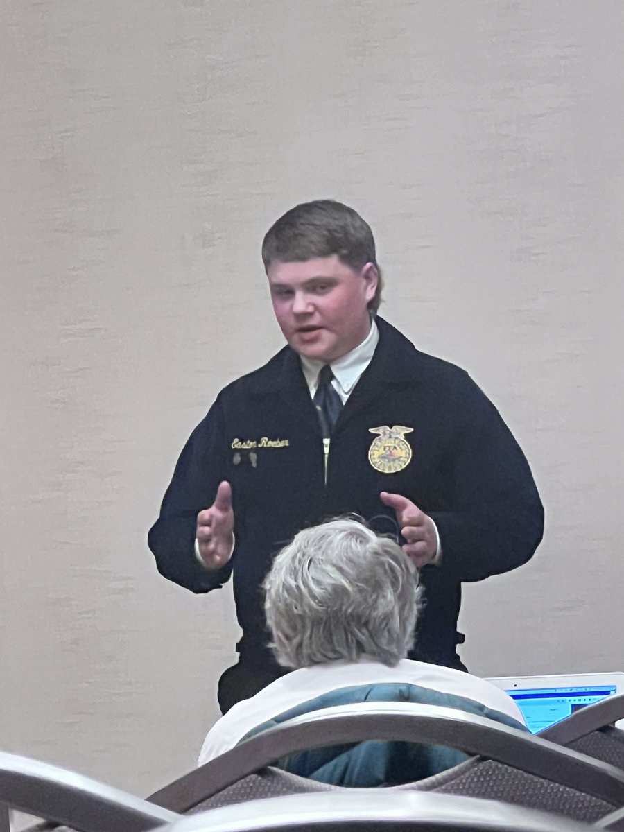 GoBluejays1's tweet photo. State FFA convention kicked off today! 💙💛 Congratulations to Easton for delivering his cooperative speech and the team of Grace, Maddie, &amp; Sofia on their marketing plan. #agrise #agffa https://t.co/mVGW2LB7Nn