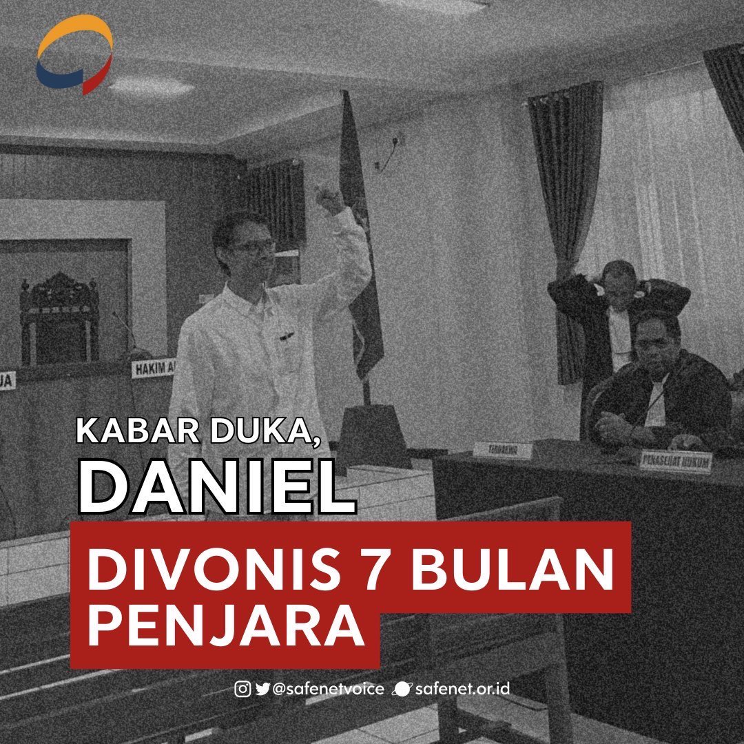 Kabar duka Daniel divonis bersalah dengan putusannya 7 bulan penjara, denda 5 juta atau subsider 1 bulan