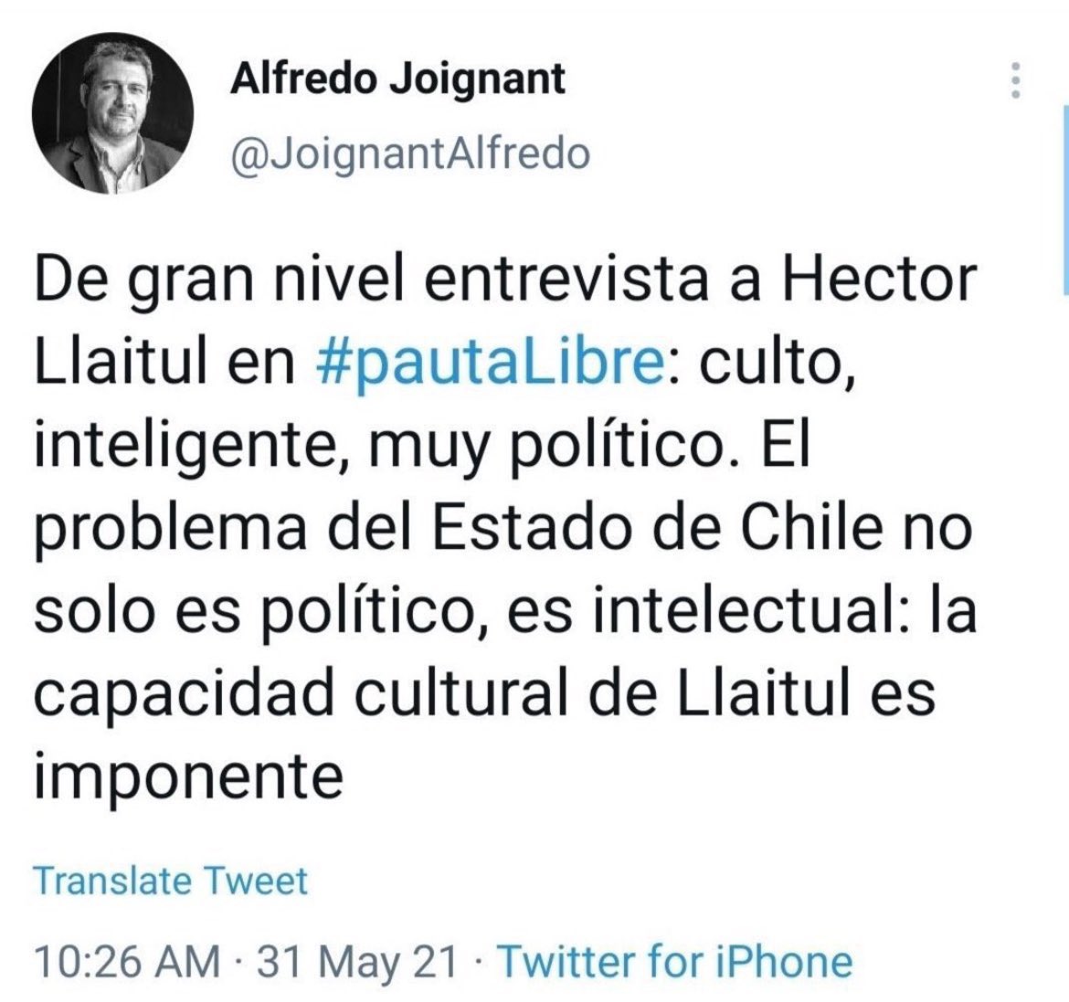 @JoignantAlfredo @AXELKAISER @UAI_CL ¡Más Héctor Llaitul, menos Axel Kaiser! 🥴

Son muy bizarros los feligreses de ‘la verdadera gran ramera’ o la ideología de izquierda.