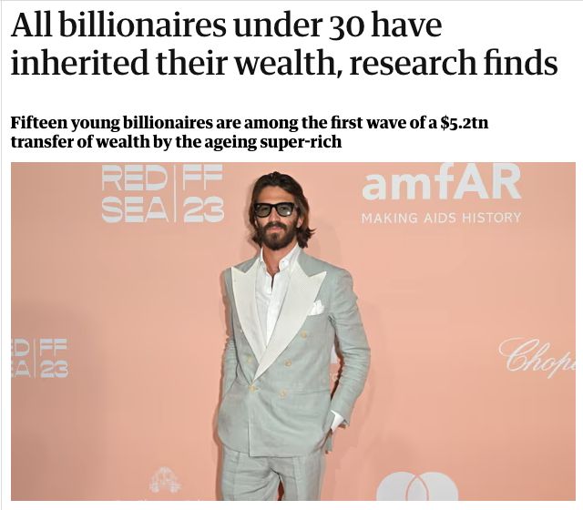 All billionaires under 30 inherited their wealth. They didn't work for it, they didn't earn it. It's time for a tax on wealth.