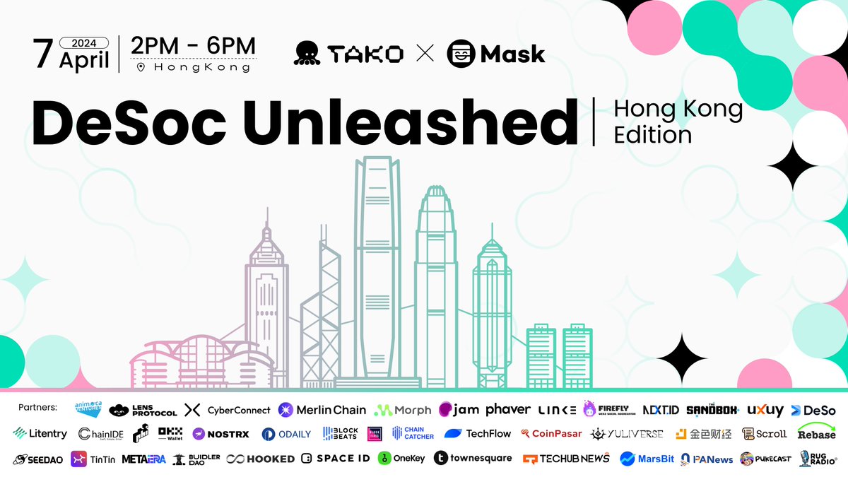 Our DeSoc Unleashed - Hong Kong Edition with @realMaskNetwork is in 3️⃣ days! Don't miss out on your chance to engage in an insightful summit on web3 social with our lineup of exciting panelists! Register here NOW: lu.ma/DeSoc_Unleashe…