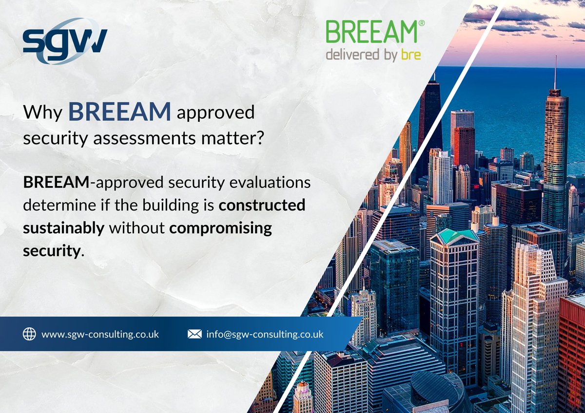 SGWSecurity's tweet photo. In today's world, security should not come at the cost of #sustainability.

That's the philosophy behind BREEAM-certified buildings which integrate #sustainable design with robust #security measures.

Contact us today: https://t.co/oS9yd9x1oa

#EcoFriendly #SecurityInsights https://t.co/rpsOST0MRA