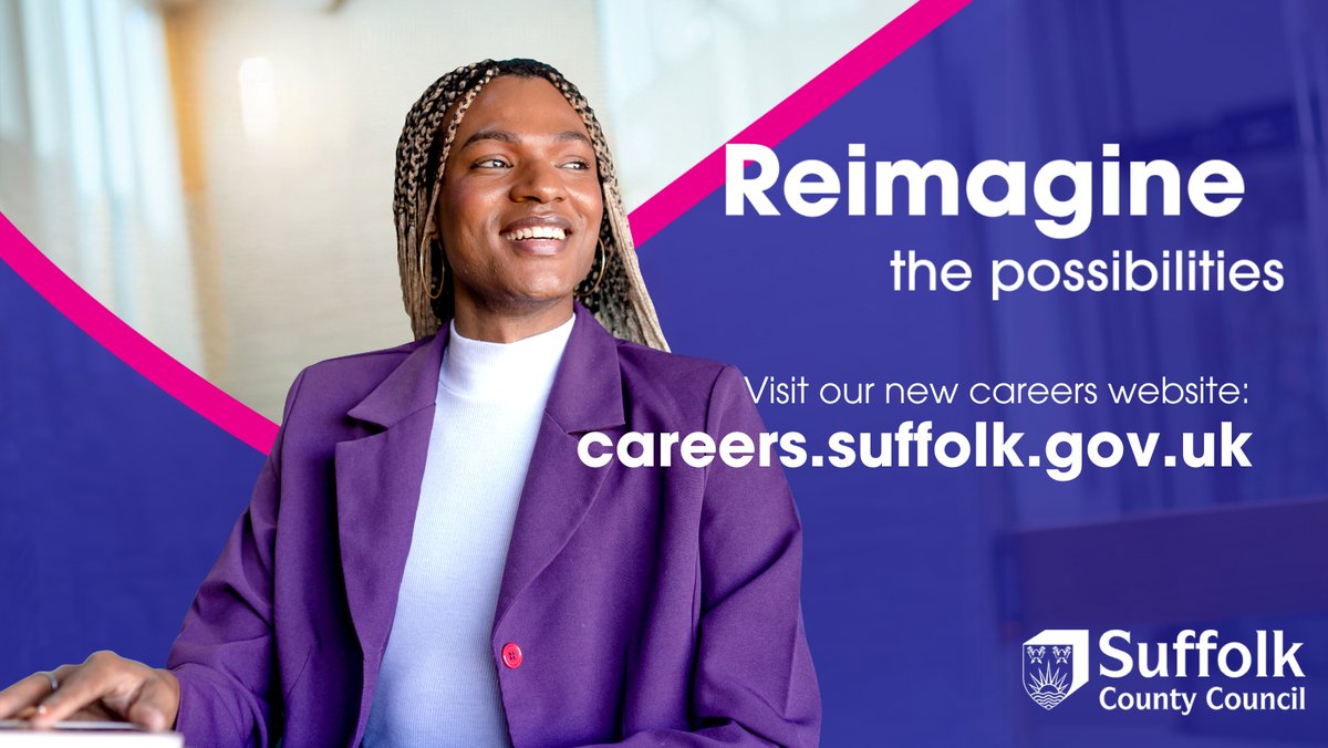 It’s time to reimagine a career with Suffolk County Council and take a fresh look at what we can offer you. Visit our brand-new careers website to learn more: careers.suffolk.gov.uk #Careers #Reimaginethepossibilities